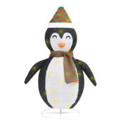 VidaXL Decorative Christmas Snow Penguin Figure LED Luxury Fabric 90cm