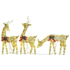 VidaXL Christmas Reindeer Family 270x7x90 Cm Silver Cold White Mesh -VIDAXL DECOR SHOP image 2 328503