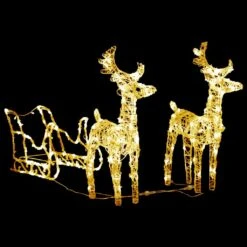 VidaXL Reindeers & Sleigh Christmas Decoration 160 LEDs 130 Cm Acrylic -VIDAXL DECOR SHOP image 2 328514