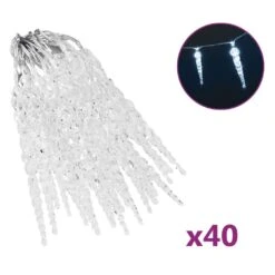 VidaXL Christmas Icicle Lights 40pcs Warm White Acrylic Remote Control -VIDAXL DECOR SHOP image 2 328613 2