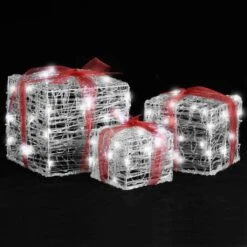 VidaXL Decorative Acrylic Christmas Gift Boxes 3 Pcs Cold White -VIDAXL DECOR SHOP image 2 328792 2