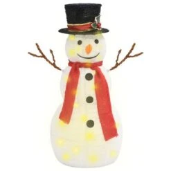 VidaXL Decorative Christmas Snowman Figure With LED Luxury Fabric 60cm