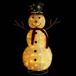 VidaXL Decorative Christmas Snowman Figure LED Luxury Fabric 120cm