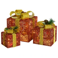VidaXL Decorative Christmas Gift Boxes 3 Pcs Red Outdoor Indoor -VIDAXL DECOR SHOP image 2 329767 1