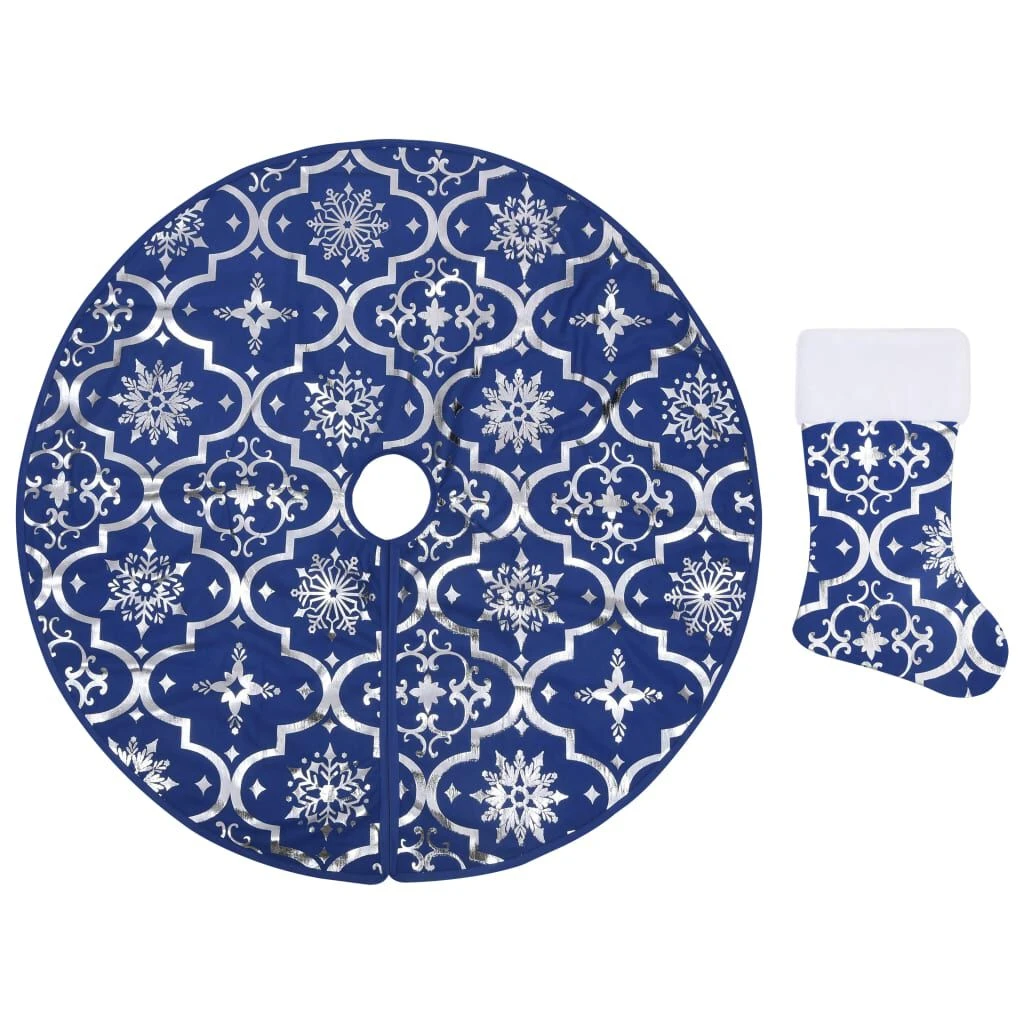 VidaXL Luxury Christmas Tree Skirt With Sock Blue 90 Cm Fabric 12 VidaXL Luxury Christmas Tree Skirt With Sock Blue 90 Cm Fabric - Image 10