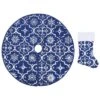 VidaXL Luxury Christmas Tree Skirt With Sock Blue 122 Cm Fabric -VIDAXL DECOR SHOP image 2 330279 1