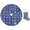 VidaXL Luxury Christmas Tree Skirt With Sock Blue 150 Cm Fabric -VIDAXL DECOR SHOP image 2 330280 1