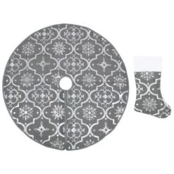 VidaXL Luxury Christmas Tree Skirt With Sock Grey 122 Cm Fabric
