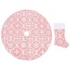 VidaXL Luxury Christmas Tree Skirt With Sock Pink 122 Cm Fabric
