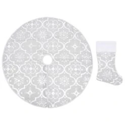 VidaXL Luxury Christmas Tree Skirt With Sock White 90 Cm Fabric