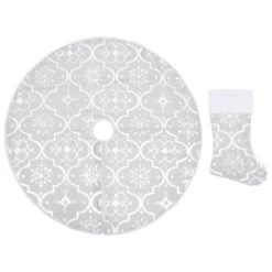 VidaXL Luxury Christmas Tree Skirt With Sock White 122 Cm Fabric