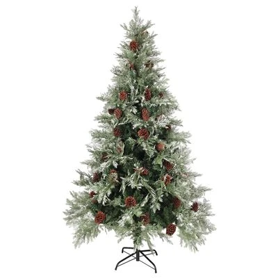 VidaXL Christmas Tree With Pine Cones Green And White 195 Cm PVC&PE 4 VidaXL Christmas Tree With Pine Cones Green And White 195 Cm PVC&PE - Image 2