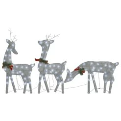 VidaXL Christmas Reindeer Family 270x7x90 Cm Gold Warm White Mesh -VIDAXL DECOR SHOP image 2 342677 2