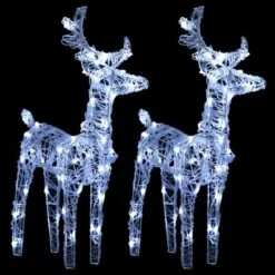 VidaXL Christmas Reindeers 2 Pcs Cold White 80 LEDs Acrylic