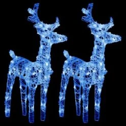 VidaXL Christmas Reindeers 2 Pcs Blue 80 LEDs Acrylic