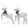 VidaXL Christmas Reindeers 2 Pcs Silver 40 LEDs