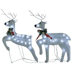 VidaXL Christmas Reindeers 2 Pcs Silver 40 LEDs -VIDAXL DECOR SHOP image 2 342685 1