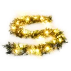 VidaXL Christmas Garland With LED Lights Green 5.2 M PVC