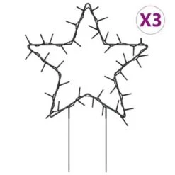 VidaXL Christmas Light Decorations With Spikes 3 Pcs Star 50 LEDs 29 Cm