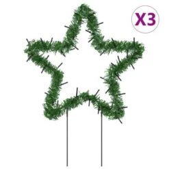 VidaXL Christmas Light Decorations With Spikes 3 Pcs Star 50 LEDs 29 Cm