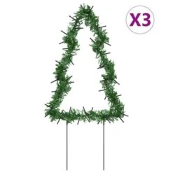 VidaXL Christmas Light Decorations With Spikes 3 Pcs Tree 50 LEDs 30 Cm