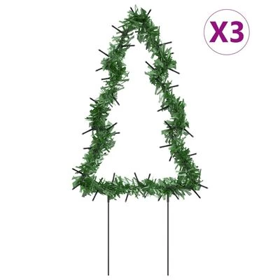 VidaXL Christmas Light Decorations With Spikes 3 Pcs Tree 50 LEDs 30 Cm 3 VidaXL Christmas Light Decorations With Spikes 3 Pcs Tree 50 LEDs 30 Cm