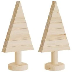 VidaXL Wooden Christmas Trees For Decoration 2 Pcs 30 Cm Solid Wood Pine
