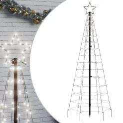 VidaXL Christmas Tree Light With Spikes 220 LEDs Warm White 180 Cm -VIDAXL DECOR SHOP image 2 358101
