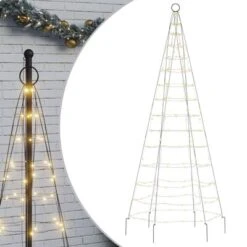 VidaXL Christmas Tree Light On Flagpole 200 LEDs Warm White 180 Cm