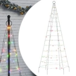 VidaXL Christmas Tree Light On Flagpole 200 LEDs Cold White 180 Cm -VIDAXL DECOR SHOP image 2 358110 3