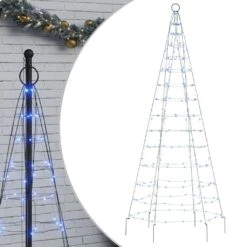 VidaXL Christmas Tree Light On Flagpole 200 LEDs Colourful 180 Cm -VIDAXL DECOR SHOP image 2 358111 2