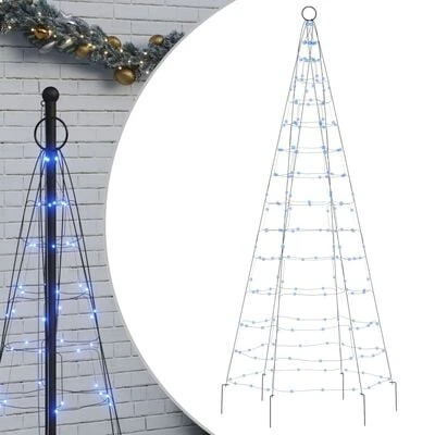 VidaXL Christmas Tree Light On Flagpole 200 LEDs Blue 180 Cm 3 VidaXL Christmas Tree Light On Flagpole 200 LEDs Blue 180 Cm