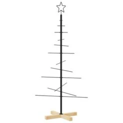 VidaXL Metal Christmas Tree With Wooden Base Black 120 Cm