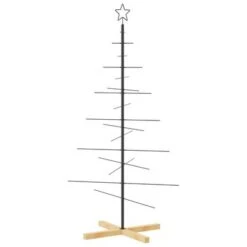 VidaXL Metal Christmas Tree With Wooden Base Black 150 Cm