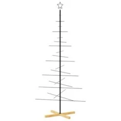 VidaXL Metal Christmas Tree With Wooden Base Black 180 Cm