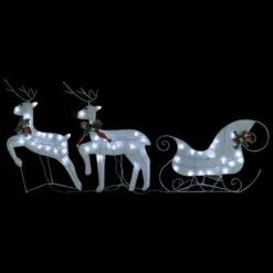 VidaXL Reindeer & Sleigh Christmas Decoration 100 LEDs Outdoor White -VIDAXL DECOR SHOP image 3 3100429