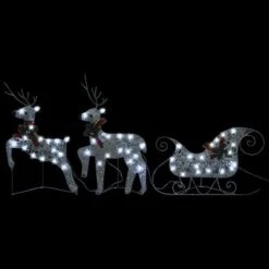 VidaXL Reindeer & Sleigh Christmas Decoration 140 LEDs Outdoor Silver -VIDAXL DECOR SHOP image 3 3100431