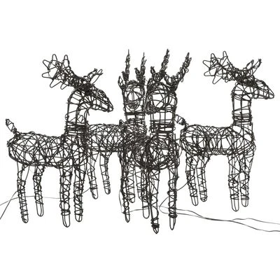 VidaXL Christmas Decorations 4 Pcs Reindeers 160 LEDs Warm White Rattan 5 VidaXL Christmas Decorations 4 Pcs Reindeers 160 LEDs Warm White Rattan - Image 3