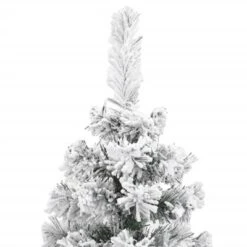 VidaXL Slim Artificial Christmas Tree With Flocked Snow Green 210 Cm PVC -VIDAXL DECOR SHOP image 3 320955