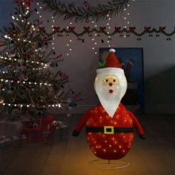 VidaXL Decorative Christmas Santa Claus Figure LED Luxury Fabric 120cm -VIDAXL DECOR SHOP image 3 328499
