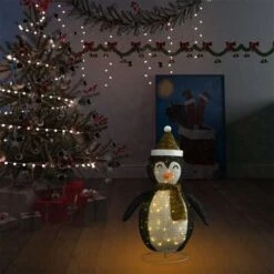 VidaXL Decorative Christmas Snow Penguin Figure LED Luxury Fabric 60cm -VIDAXL DECOR SHOP image 3 328500