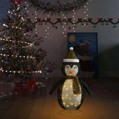 VidaXL Decorative Christmas Snow Penguin Figure LED Luxury Fabric 90cm -VIDAXL DECOR SHOP image 3 328501