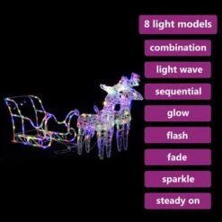 VidaXL Reindeers & Sleigh Christmas Decoration 160 LEDs 130 Cm Acrylic -VIDAXL DECOR SHOP image 3 328522