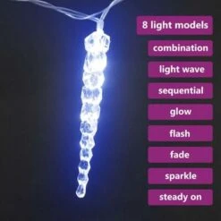 VidaXL Christmas Icicle Lights 40 Pcs Blue Acrylic Remote Control -VIDAXL DECOR SHOP image 3 328614