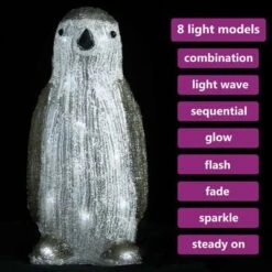 VidaXL LED Christmas Acrylic Penguin Figure Indoor And Outdoor 30cm -VIDAXL DECOR SHOP image 3 328787