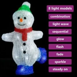 VidaXL LED Christmas Acrylic Snowman Figure Indoor And Outdoor 30cm -VIDAXL DECOR SHOP image 3 328788