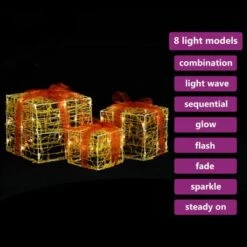 VidaXL Decorative Acrylic Christmas Gift Boxes 3 Pcs Warm White -VIDAXL DECOR SHOP image 3 328790