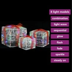 VidaXL Decorative Acrylic Christmas Gift Boxes 3 Pcs Colourful -VIDAXL DECOR SHOP image 3 328793