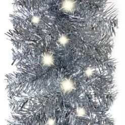 VidaXL Christmas Garland With LED Lights 10 M Silver 18 VidaXL Christmas Garland With LED Lights 10 M Silver -VIDAXL DECOR SHOP image 3 329205