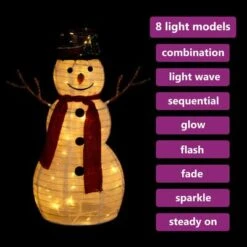 VidaXL Decorative Christmas Snowman Figure With LED Luxury Fabric 60cm -VIDAXL DECOR SHOP image 3 329759